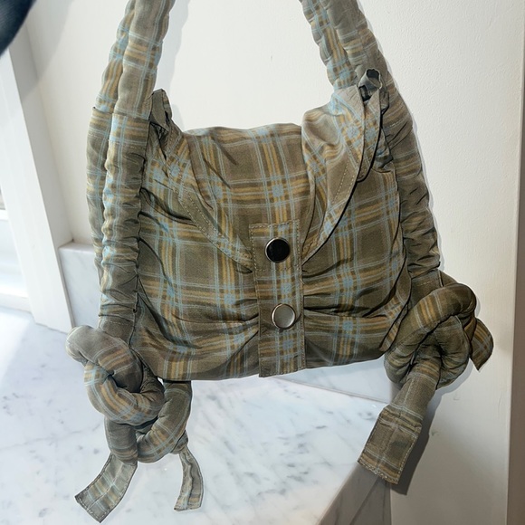 charlotte knowles Handbags - Charlotte Knowles Wet Bag Plaid SSENSE RaRE knot purse